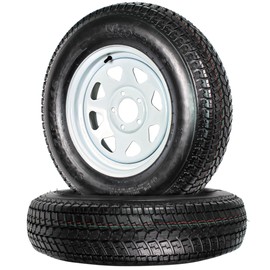 eCustomrim 2-Pack Trailer Tire Rim ST205/75D15 15 in. Load Range C 5 Lug White Spoke Wheel - 2 Year Warranty w/Roadside