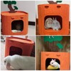 Rabbit Hideout,Felt Cloth Bunny Bed,Tree Stump Theme Guinea Pig Hideout