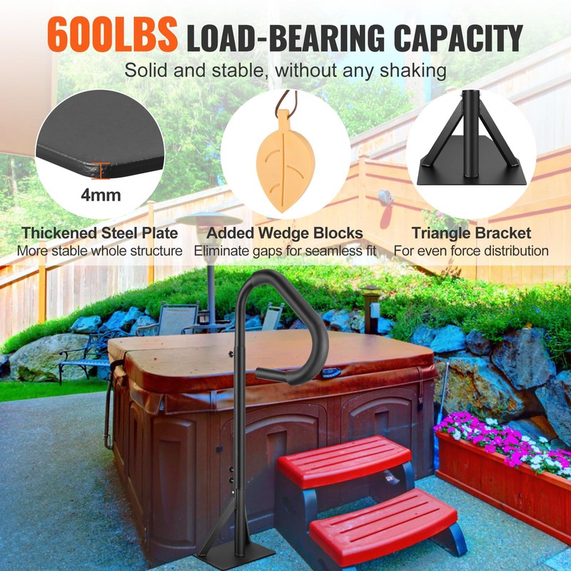 VEVOR Hot Tub Handrail, 360 Rotatable Spa Side Handrail with
