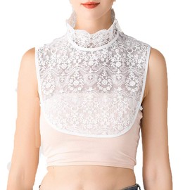 YEKEYI Women's Lace Floral False Faux Collar Shirt - Detachable Collar