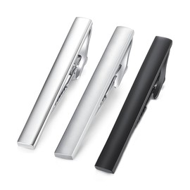 HONEY BEAR Mens Tie Clip Bar - Normal Size Stainless Steel for Business Wedding Gift,5.4cm (3pcs Set)