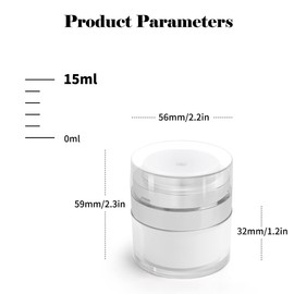 HOTUT Airless Pump Dispenser, 1 Piece 15 ml Cream Pump Dispenser, Refillable Vacuum Cosmetic Container, Empty Lotion Pump Bottle with Lid for Travel Home Use