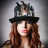 ILOVEMASKS Voodoo Low Top Hat with Skull and Feather -