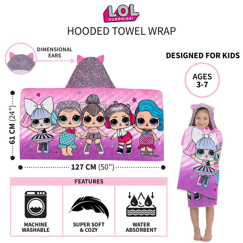 Franco Kids Bath and Beach Super Soft Cotton Hooded Towel