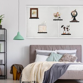 Kokone 6 Pack Small Pegboard Shelves - Sturdy Iron Pegboard Accessories for Storing or Displaying - Versatile Wall Organizer for Workbench, Craft Room, Home, Office - Black