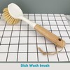 Afnax Dish Cleaning Brush with Handle Built in Scraper, Bamboo