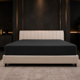 Imperial Rooms Super King Fitted Sheet 180x200cm, Black - Deep Pocket 25CM Bed Sheets Elastic Corners Easy Care Brushed Microfiber Fade-Resistant, Breathable & Shrinkage Bottom Sheet