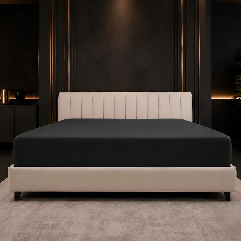 Imperial Rooms Super King Fitted Sheet 180x200cm, Black - Deep