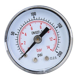 Annadue Pressure Gauge, Universal Pressure Gauge, BSPT Pressure Gauge, Small Pressure Gauge, 1/8 Inch BSPT (0-200psi, 0-14 bar)