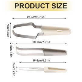 Melon Slicer, Fruit Slicer, Melon Cutter, 3-in-1 Fruit Cutter Made of Stainless Steel, Watermelon Slices, Fruit Cutter, Kiwi Mango Cutter for Fruit, Bento Fruit Cutter (Beige)