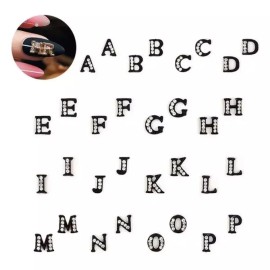 네일아트 영문 알파벳 이니셜 파츠 블랙 [03.알파벳(블랙)-04 D] Nail Art English Alphabet Initial Parts Black [03.Alphabet(Black)-04 D]
