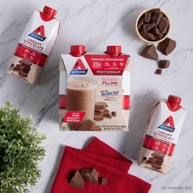 Atkins Creamy Chocolate Meal Size Protein Shake, 23g Protein, Low