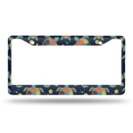 Beabes Sea Turtle License Plate Frame Watercolor Animal License Plate Holder Colorful Cute Summer Car Tag Frame License Plate Car Accessories 2 Holes Novelty Auto Car Tag Vanity Present