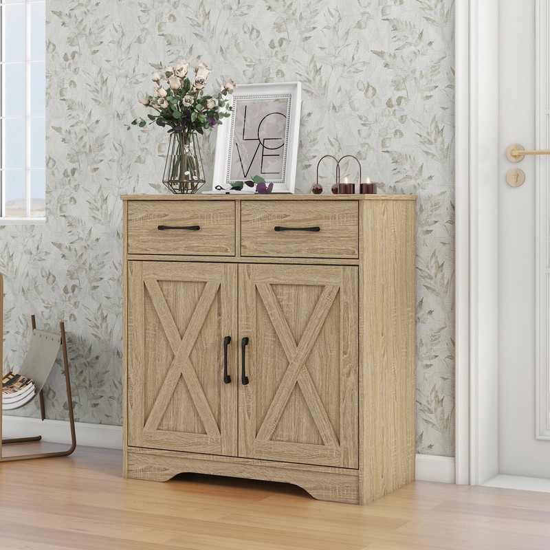 Panana Sideboard 2 Drawers 2 Doors Entryway Storage Cabinet Living