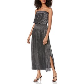 Ramy Brook womens Ramy Brook Women's Pleated Knit Santana Dress Swimwear Cover Up, Black, X-Small US