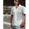 AIBEIX Mens Mesh Sequins See Through 70s Disco Short Sleeve