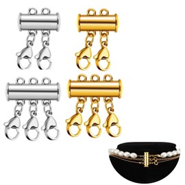 4 Pieces Necklace Layering Clasps, Magnetic Layered Necklace Clasps Necklace,Magnetic Double and Triple Layering Necklace， Magnetic Necklace Separator for Layered Jewelry Crafts Necklace Clasp.