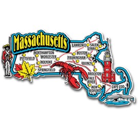Massachusetts Jumbo State Magnet by Classic Magnets, 4.8" x 2.8", Collectible Souvenirs Made in The USA