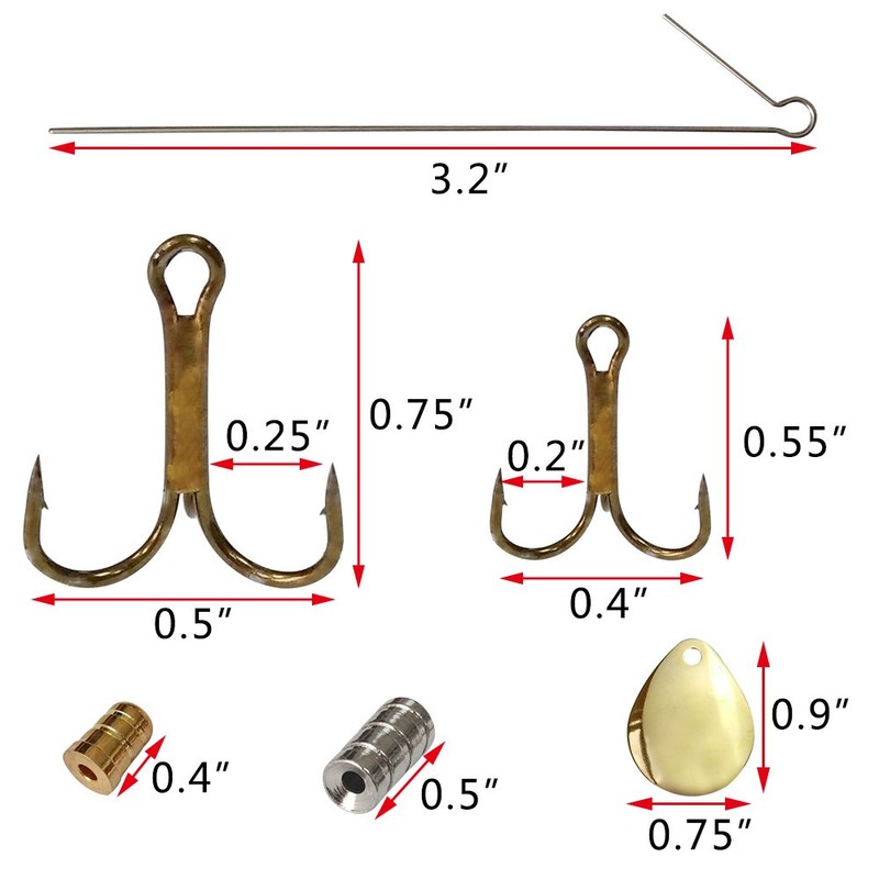 140pcs Copper Blade Inline Spinner Bait Lure Kit Bass Spoon