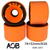 AOB Premium Longboard/Cruiser 2K Wheels (4 Pieces) Set Concentricity Calibrated