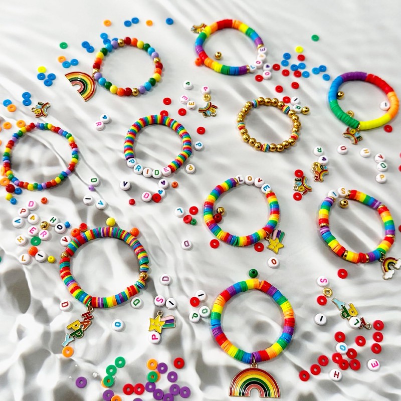 Pride Rainbow Clay Beads Bracelets Making Kit, Love is Love