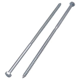 SKIR'CO (Pack of 4) Wood Screws with Hexagonal Head Made of Galvanised Steel M6 x 180 mm, DIN 571 Rail Screws, Hex Screws and Draw Screws