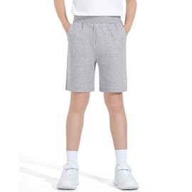 Auranso Boys School Shorts Kids Cycling School PE Sports Shorts Boys Black Grey School Shorts with Pockets, 2Pack, Black/Grey, 7-8 Years