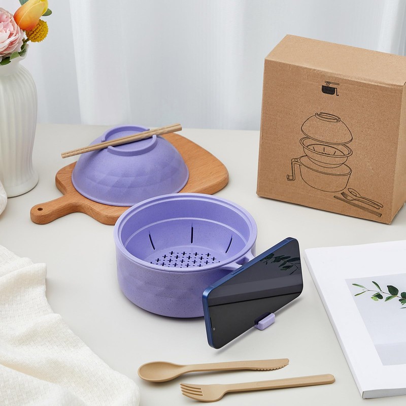 1 Set Microwave Ramen Cooker 40oz Wheat Straw Microwave Noodle