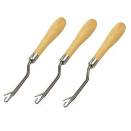 ccHuDE 3 Pcs 6.3 Inch Wooden Bent Latch Hook Tool Crochet Hook Needle Hook Set for Rug Making Braid Hair