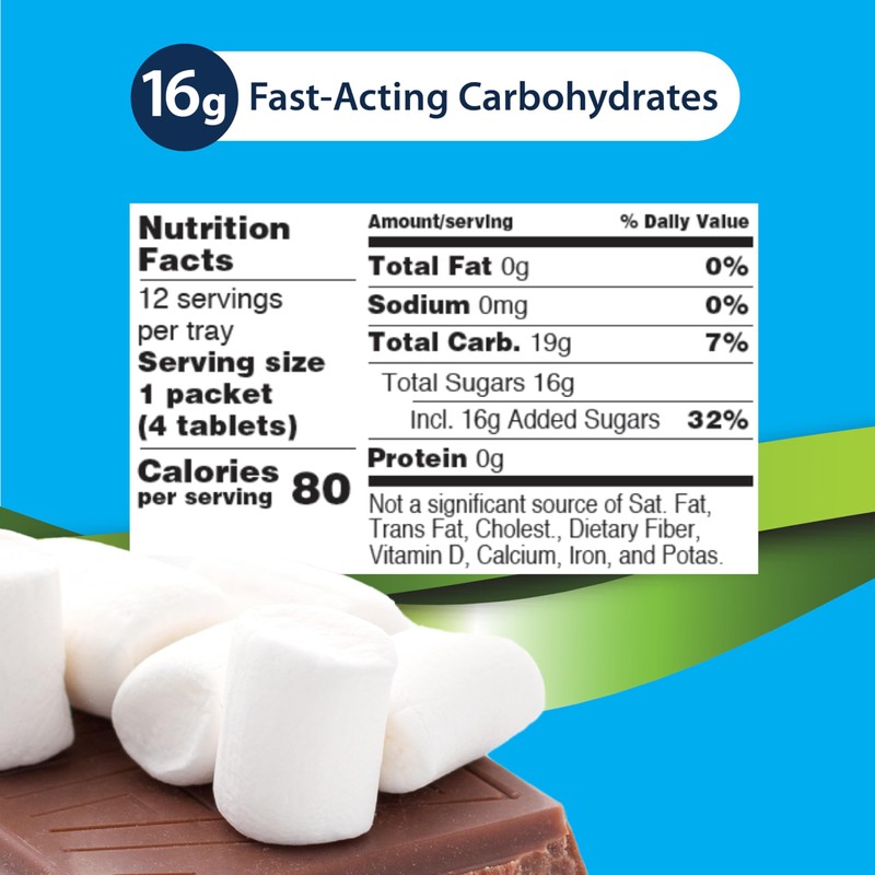 TRUEplus Soft Tabs Glucose Tablets, Chewable, Chocolate Marshmallow Flavor, 16g