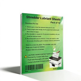 NCWANG 12PACK Paper Shredder Lubricant Sheets with Shredder Oil for Shredder Lubricant for Blades Sharpening, Reduce Paper Jam and dust