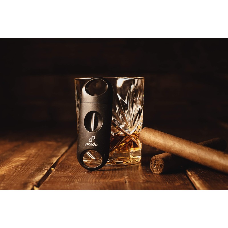 Pardo Cigar V-Cut Cigar Cutter, Black, Wedge Cut, Easy to