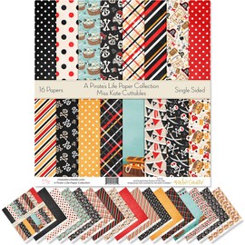 Pattern Paper Pack - A Pirate's Life - Scrapbook Specialty Paper Single-Sided 12"x12" Collection Includes 16 Sheets - by Miss Kate Cuttables