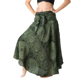 Long Skirts for Women Maxi Boho Skirt Bohemian Print Hippie Skirt (Blossom Green, 16-20 Plus)