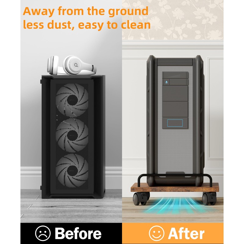 Akxomel Mobile CPU Stand, Computer Tower Stand with 4 Caster