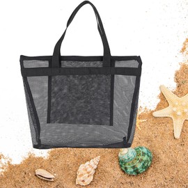 Srvauyea Netztasche Sandspielzeug, Faltbare Strandtasche, Mesh Badetasche, Tragbare Sandspielzeug Tasche Wiederverwendbare Strandspielzeug Tasche mit Reißverschluss für Strand Urlaub Reise
