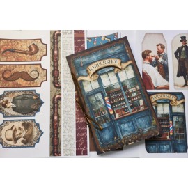 Handmade Junk Journal Booklet "THE BARBERSHOP" Masculine Handmade Vintage LG 9x6 40p