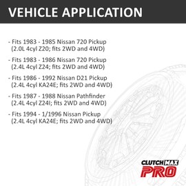 ClutchMaxPRO Heavy Duty OEM Clutch Kit Compatible with 1994-1996 Nissan Pickup 1983-1986 720 Pickup 1986-1992 D21 Pickup 1987-1988 Pathfinder Z20 Z24 KA24E Z24I 2.0L 2.4L 2WD 4WD (CP06038HD-CK)