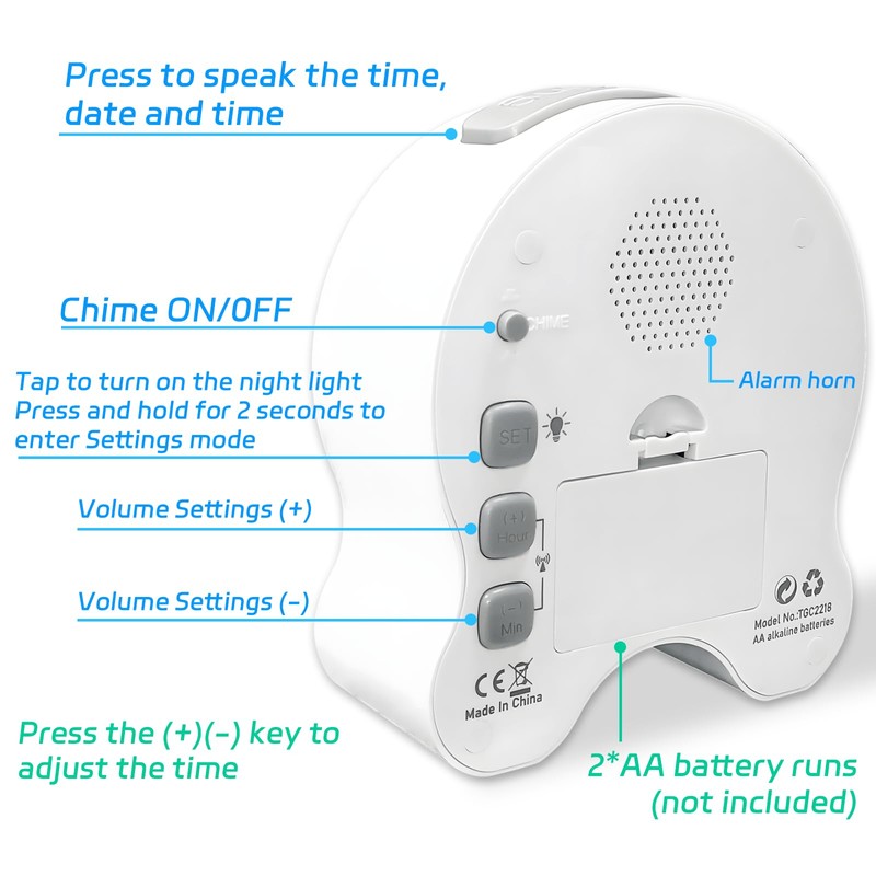 RUNCAR Atomic Talking Clock 5 Sets of Separate Alarms English