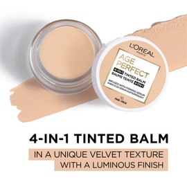 L'Oreal Paris Age Perfect 4-in-1 Tinted Balm, Anti Aging Foundation, Unique Formula with Firming Face Serum that Minimizes Imperfections & Evens Tone, Deep 10, 0.609 fl. oz.