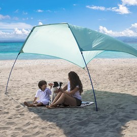 ALYCASO Beach Wind Shade Canopy, Shade Sun Shelter Tent for Beach, Backyard, Grassland, Park, Light Weight, Easy Set Up, 78 Sq. Ft. of Shade for 1-3 People, Lite Blue Tint