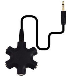 onelinkmore onelinkmore Headphone Splitter, 5-Jack 3.5 mm Audio Headphone Splitter Stereo Audio Headset Adapter, Audio Earbuds Earphones Plug 5 Way 1 Male to 4 Female Splitter with 3.5mm Stereo Cable