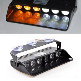 Wecade® 16 Changing Modes 6w Super Bright LED Visor Dashboard Windshield Emergency Hazard Warning Strobe Lights (Amber and White)