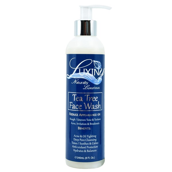 Luxiny Tea Tree Face Wash an All Natural Salicylic Acid Cleanser 8oz, a BHA Exfoliant & Aloe Calming Facial Cleanser, Use as a Facial Wash or Acne Body Wash - Works for All Skin Types