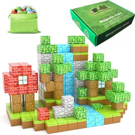 100PCS Magnetic Blocks-Build Mine Magnet World Set for Boys & Girls Age 3-5 6-8, STEM Sensory Toys for Toddlers Gifts for 3+ Years Old Girls Boys,Magnet Cubes Classroom Must Haves Construction Toys