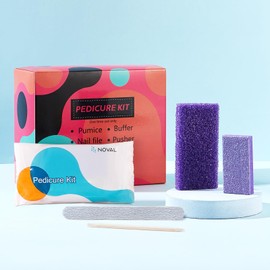 NOVAL Disposable Pedicure Kit For Salon Used, Including Nail File, Pumice, Buffer And Pusher, 12 Kits