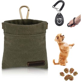 Zocipro Small Dog Treat Pouch, Dog Treat Training Pouch with Pet Training Clicker, Waterproof Hands-Free Dog Training Treats Bag with Carabiner for Pet Puppy Dog Training, Outdoor Use