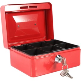 Kippen 10032R1 Cash Box with Coin Compartment Red 150 x 120 x 80 mm