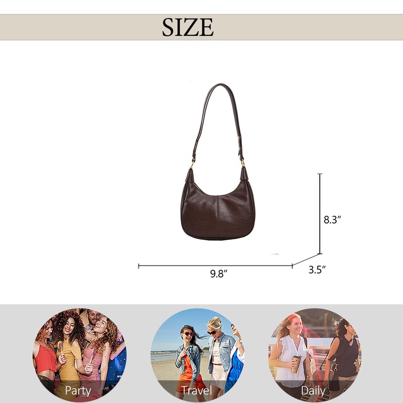 Small Hobo Bags for Women Retro Crescent Coffee Shoulder Purse