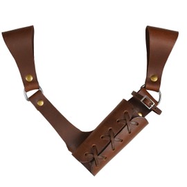 Mythrojan Medieval Left Hand Leather Sword Frog Universal Rapier Broadsword & Cutlass - Brown, 10" X 10"